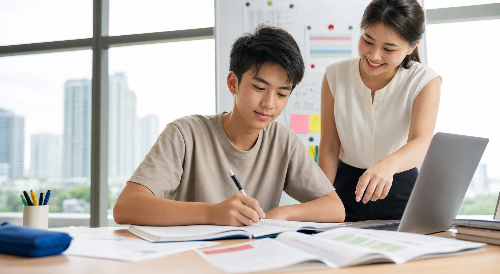 Teenager preparing for a German exam with a Eurolingo teacher in Singapore